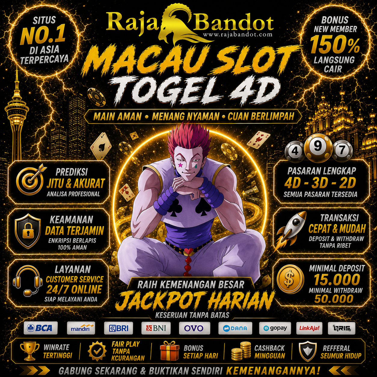 RAJABANDOT ✈️ Pasaran Lengkap Macau Slot 4D Togel Online Jackpot Harian