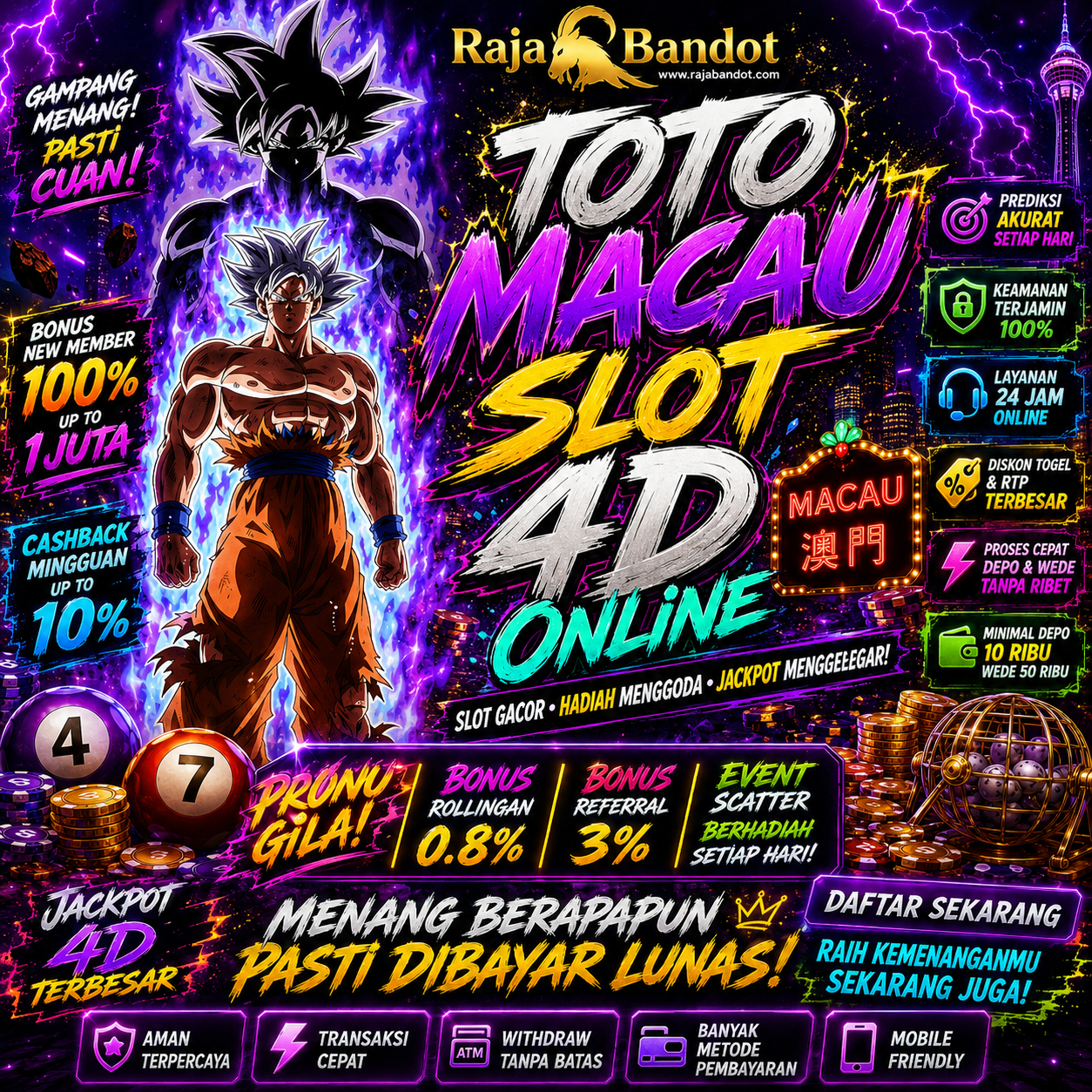 RAJABANDOT 🛩️ Promo Gila Togel Online Slot4D Dengan Kemenangan Toto Macau Terbesar