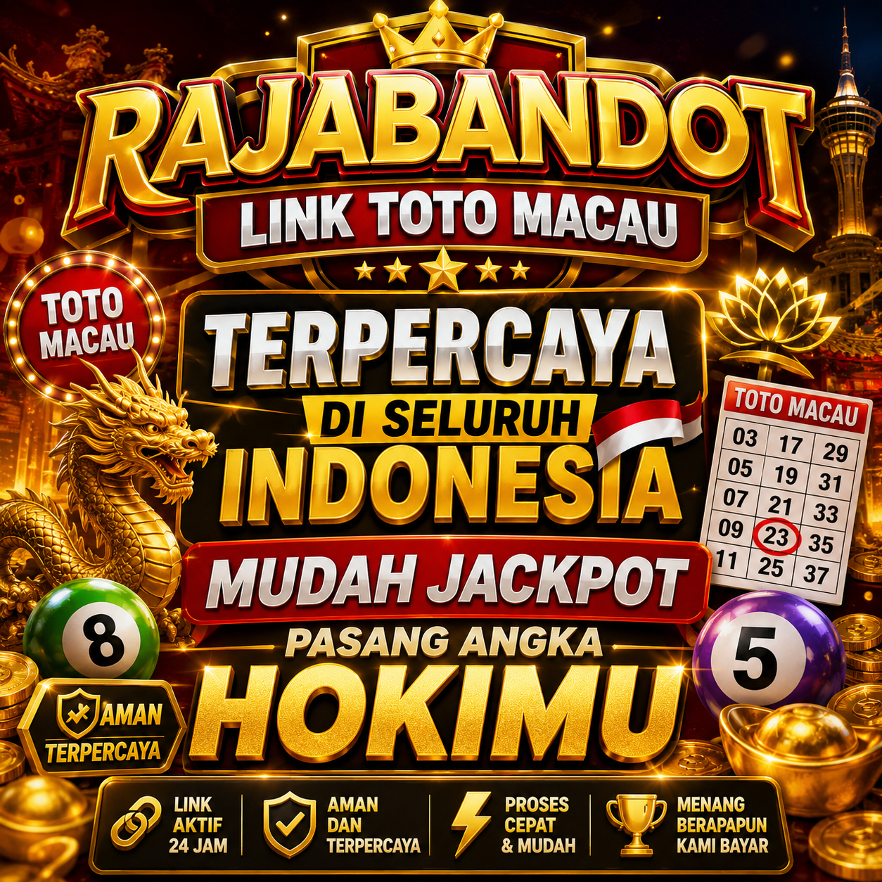 RAJABANDOT Link Toto Macau Terpercaya Di Seluruh Indonesia Mudah Jackpot Pasang Angka Hokimu